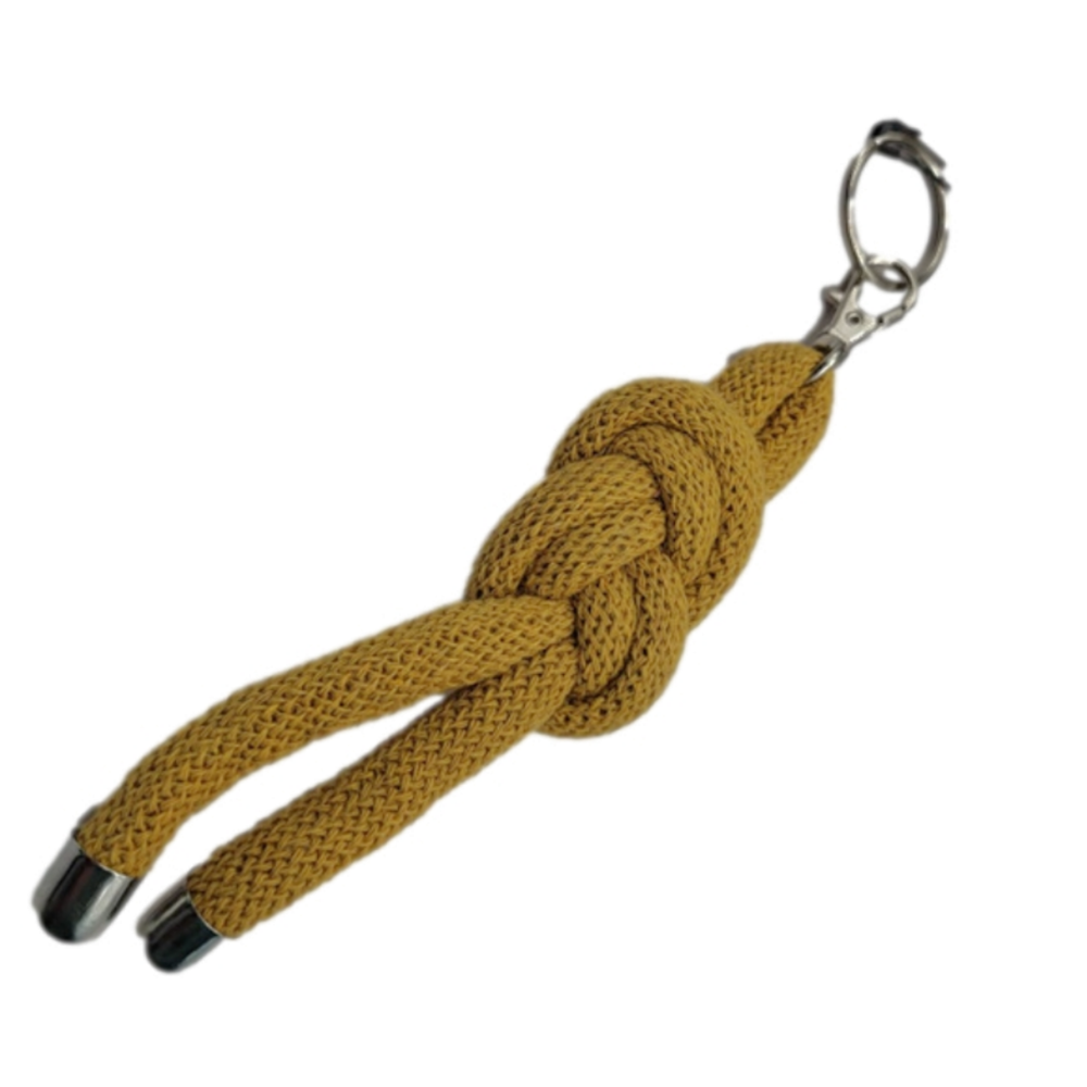 Nautical Figure 8 Knotted Rope Keyring Key Chain Bag Charm Mustard Yellow
